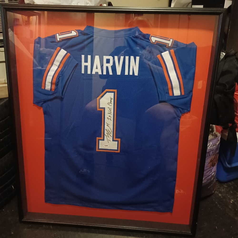 Framed Harvin Florida Gators Jersey 2x champions autographed with certification